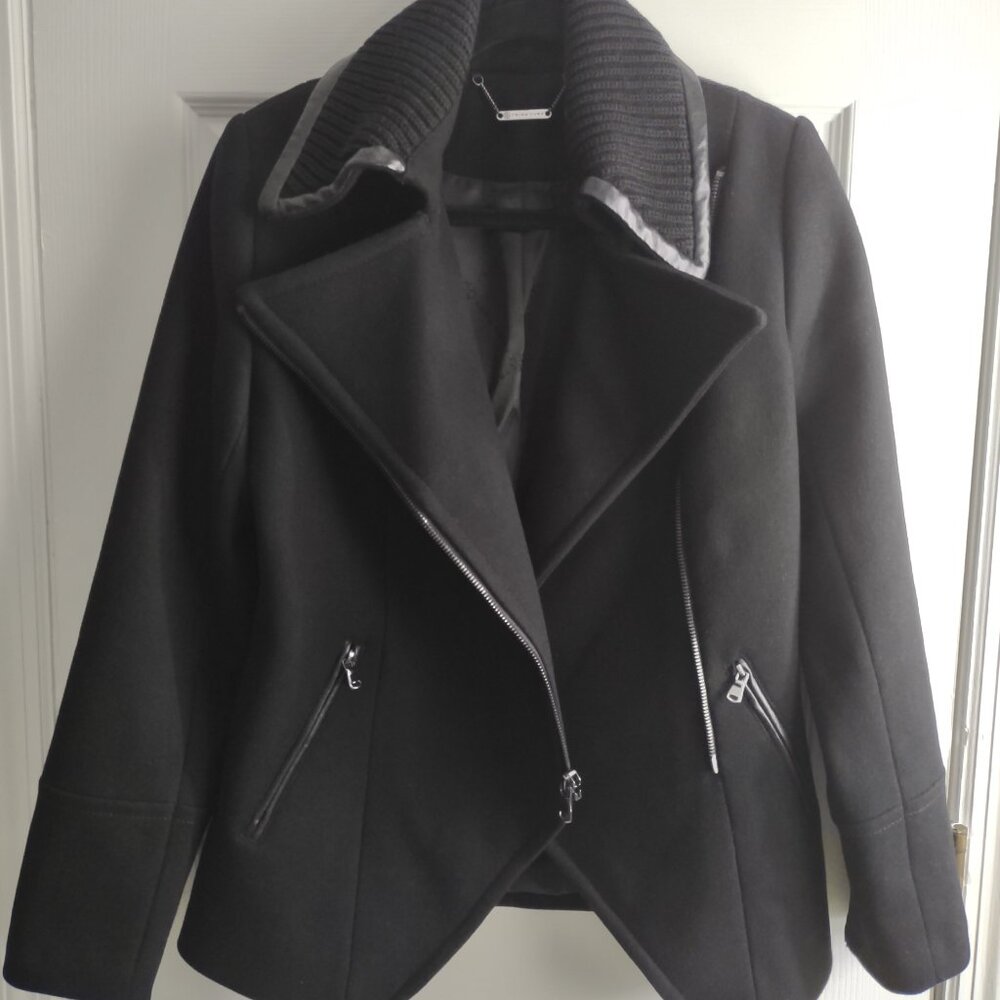 Trina Turk - black wool moto coat - style like WHBM jackets - EUC - size 6